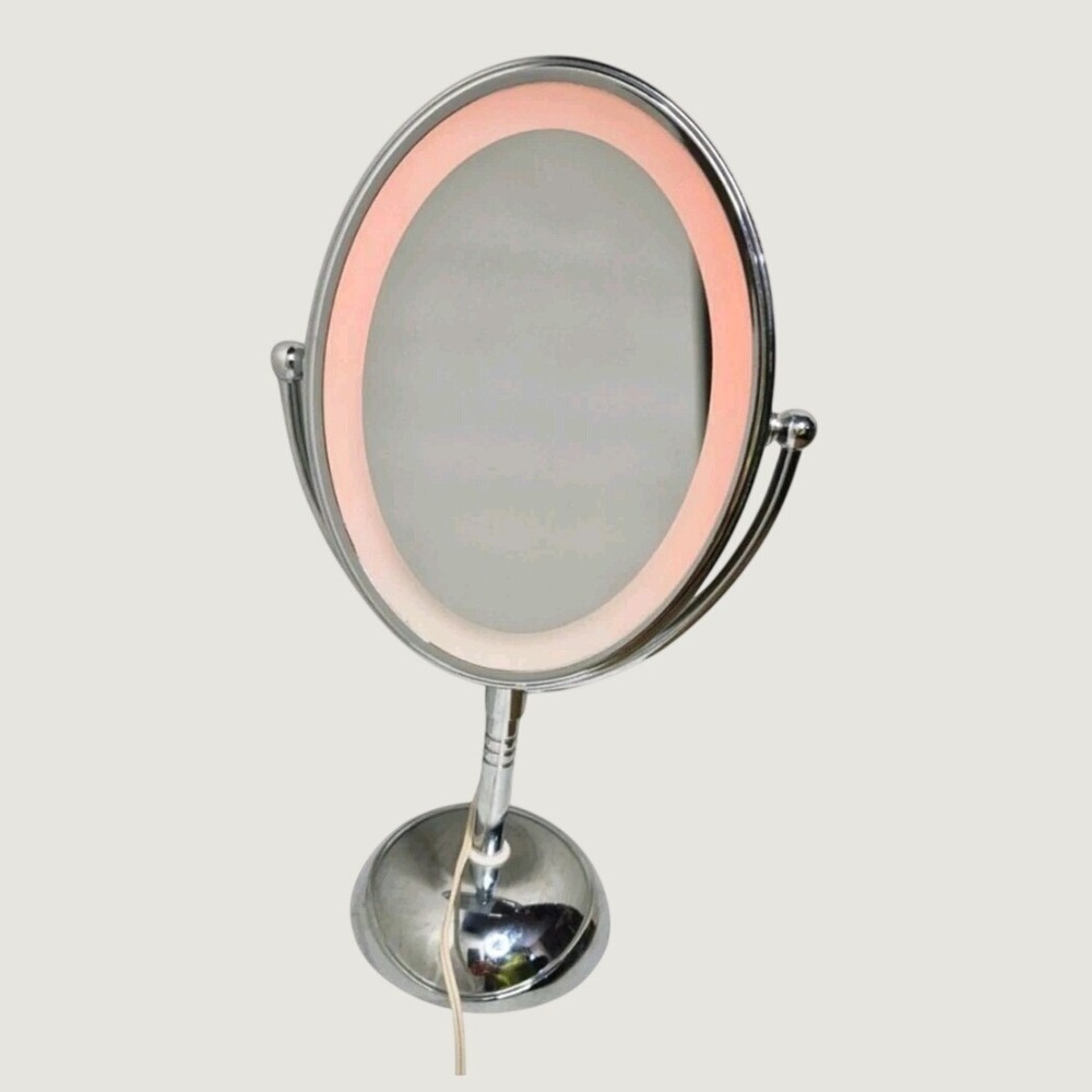 Conair Lighted Makeup Mirror Chrome Dual Sided Swivel Magnifying Vanity Mirror
